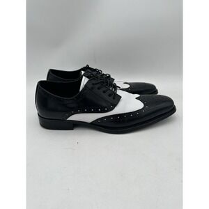 Stacy Adams Tinsley Black White Men's Leather Wingtip 25092-111 Size 9M Mens